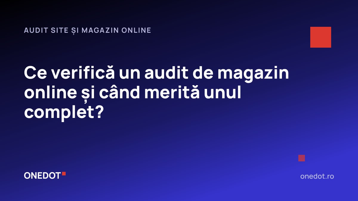 Ilustrație cu un telefon care afișează un magazin online, inspectat cu o lupă, alături de un indicator de viteză și o listă de verificare